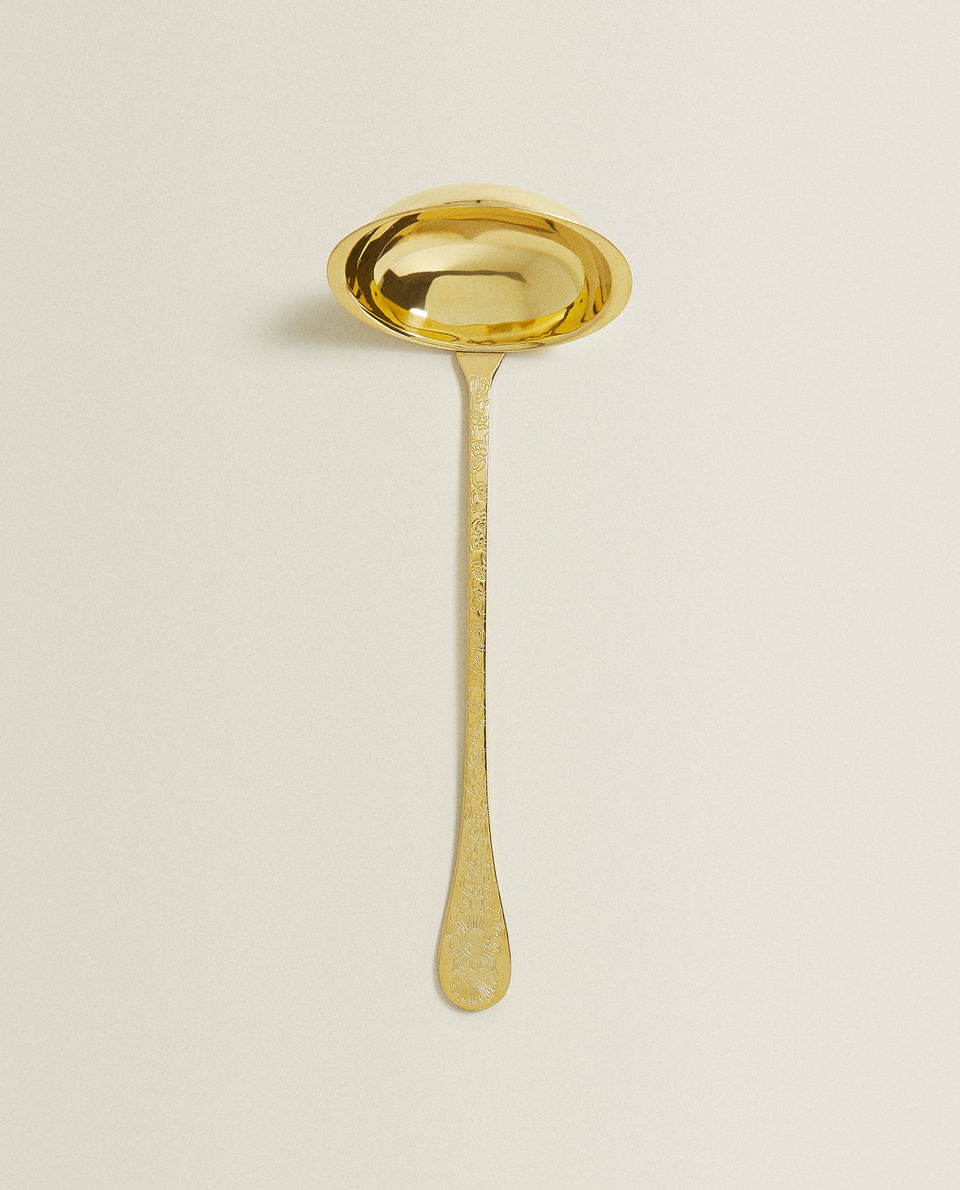 Engraved Gold Soup Ladle