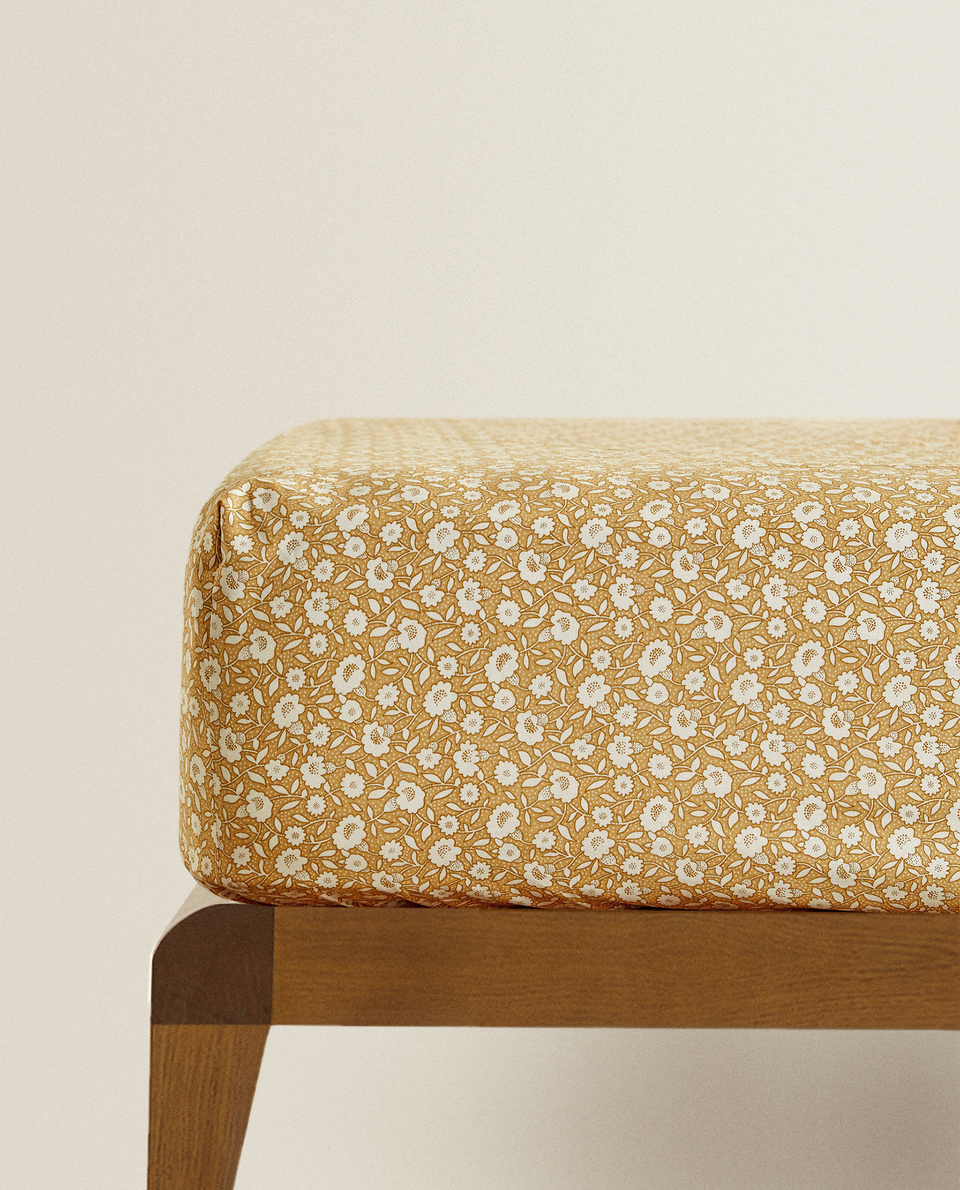 MUSTARD YELLOW FLORAL PRINT FITTED SHEET