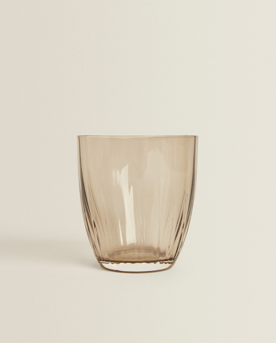 BOHEMIA CRYSTAL COLOURED GLASS TUMBLER WITH WAVY EFFECT