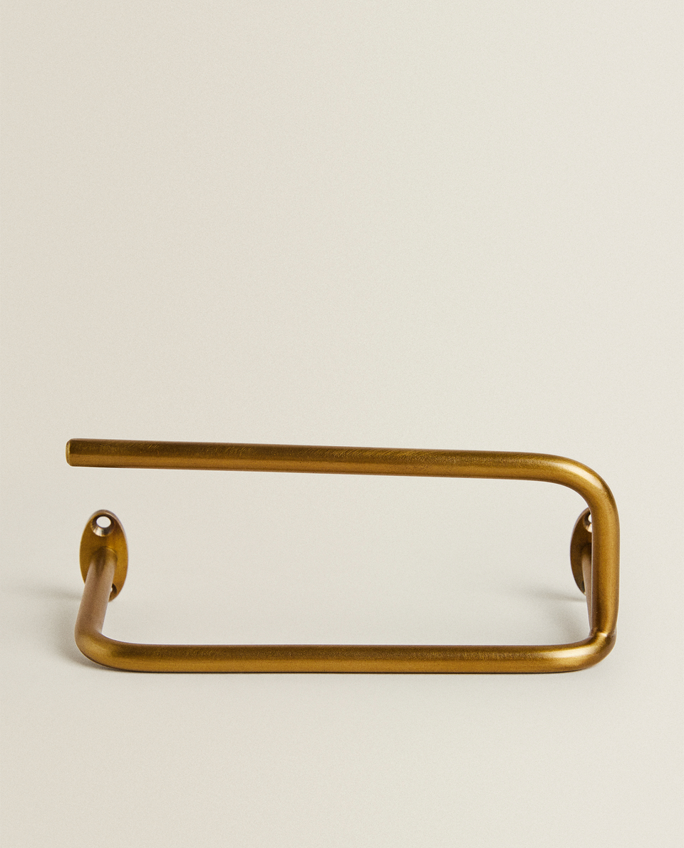 GOLD STEEL TOILET ROLL HOLDER WITH AN ANTIQUE FINISH