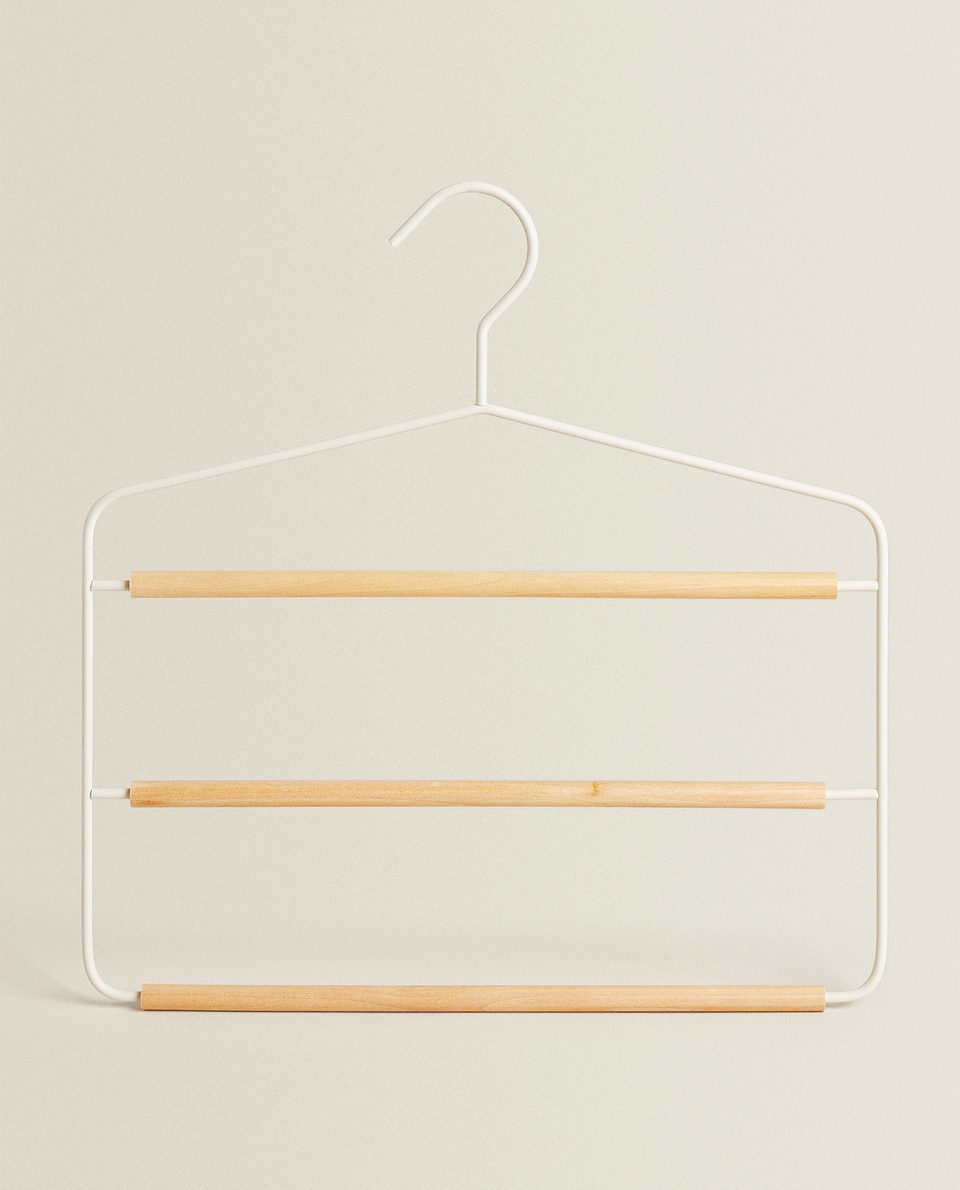 METAL AND WOOD TROUSER HANGER