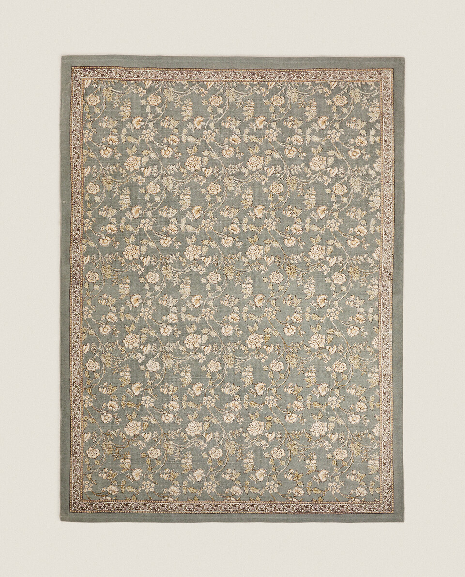 花卉印花拼色地毯