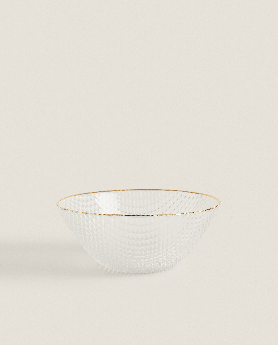 GLASS BOWL WITH RAISED DETAIL
