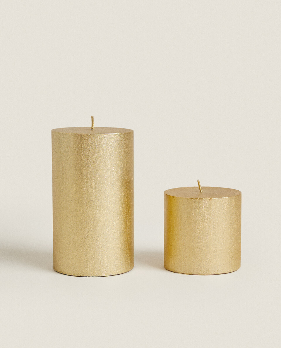 GOLDEN CYLINDRICAL CHRISTMAS CANDLE