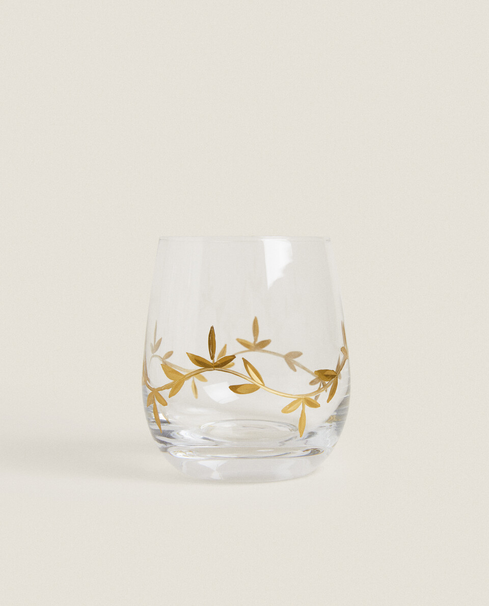 圣诞节树叶设计玻璃杯