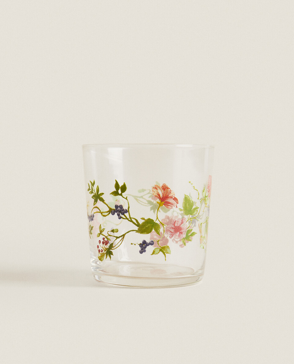 花卉绢印玻璃杯