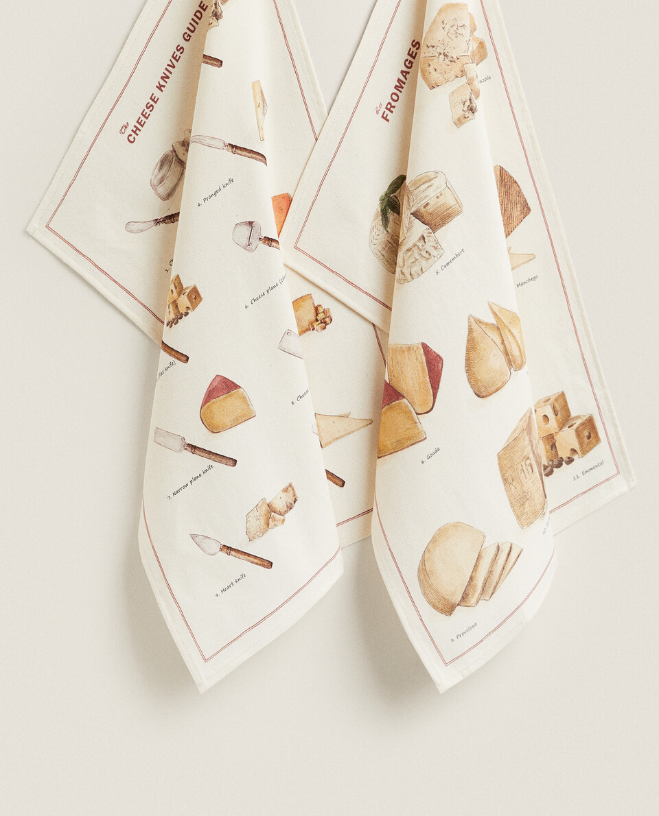 CHEESE PRINT COTTON TEA TOWELS (PACK OF 2)