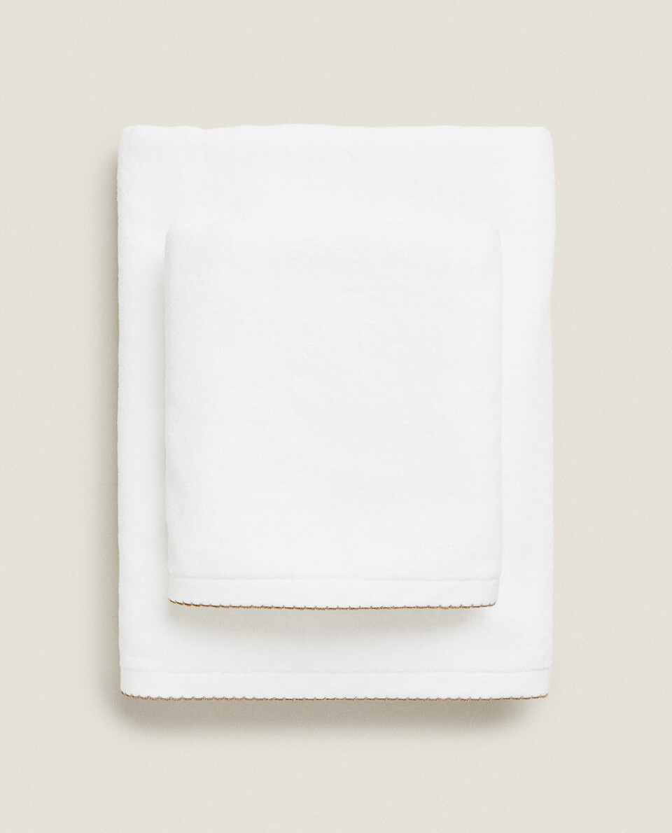 VELOUR TOWEL WITH TRIM DETAIL