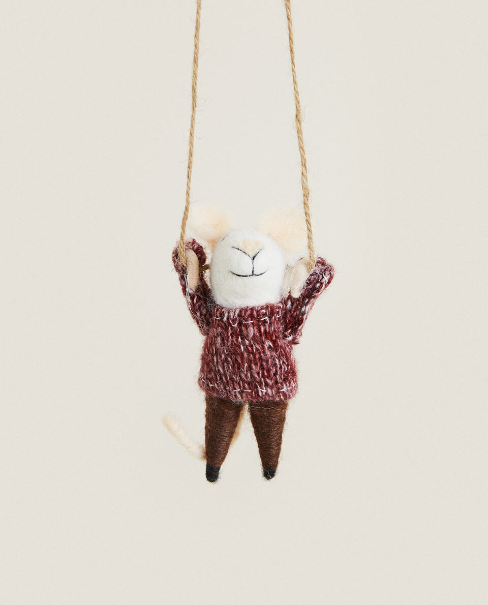 WOOL MOUSE IN SWEATER CHRISTMAS DECORATION