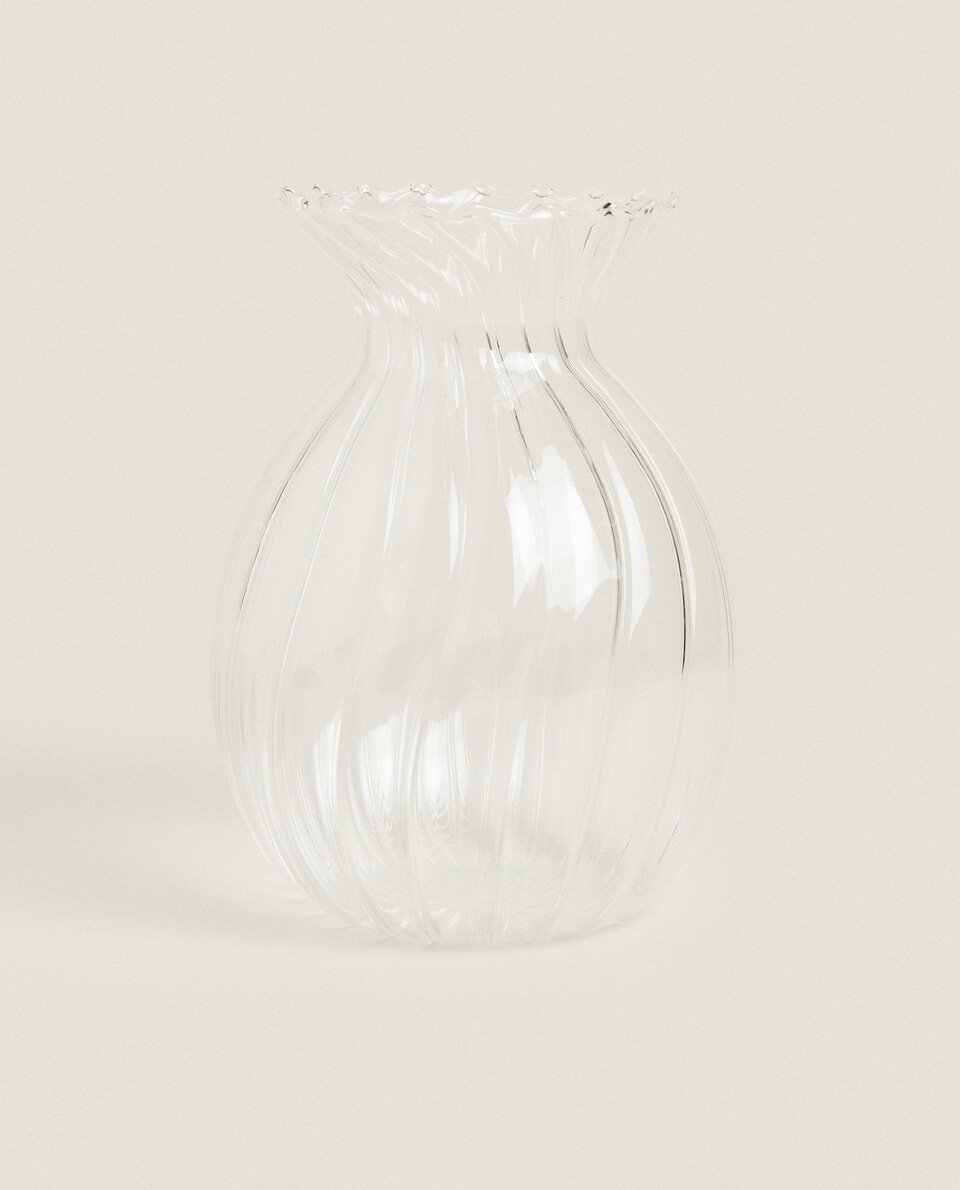 线条细节硼硅玻璃花瓶