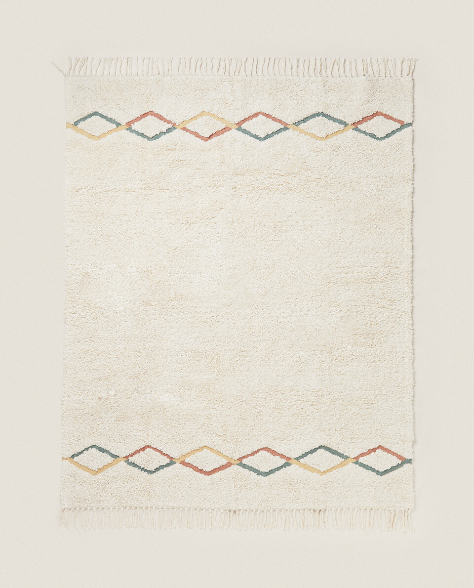 菱形纹棉质地毯