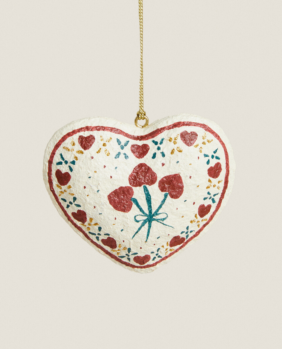 PAPER MÂCHÉ HEART CHRISTMAS DECORATION