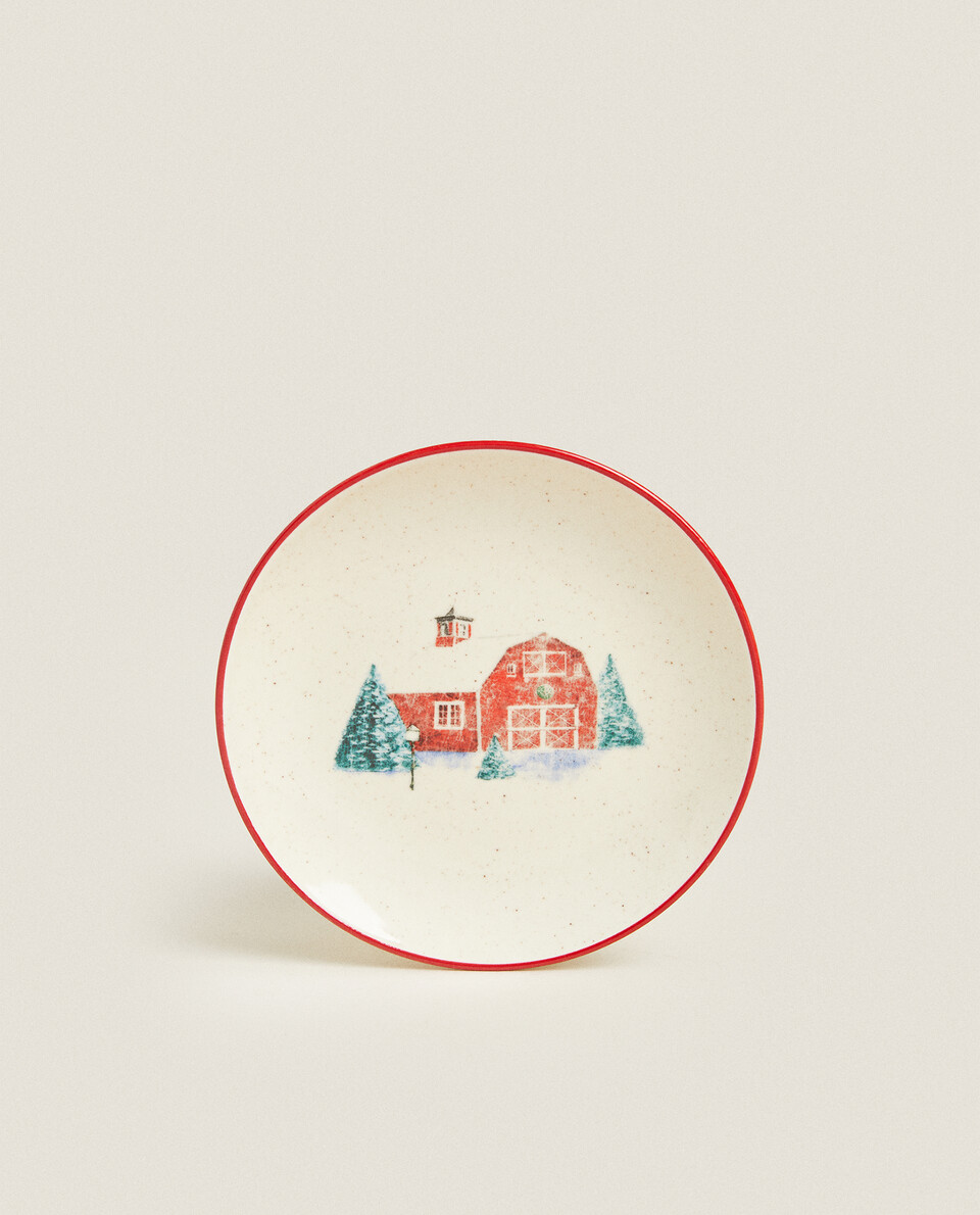 圣诞节小屋瓷制面包盘