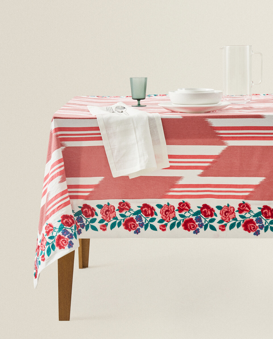 EMBROIDERED COTTON TABLECLOTH X CABANA