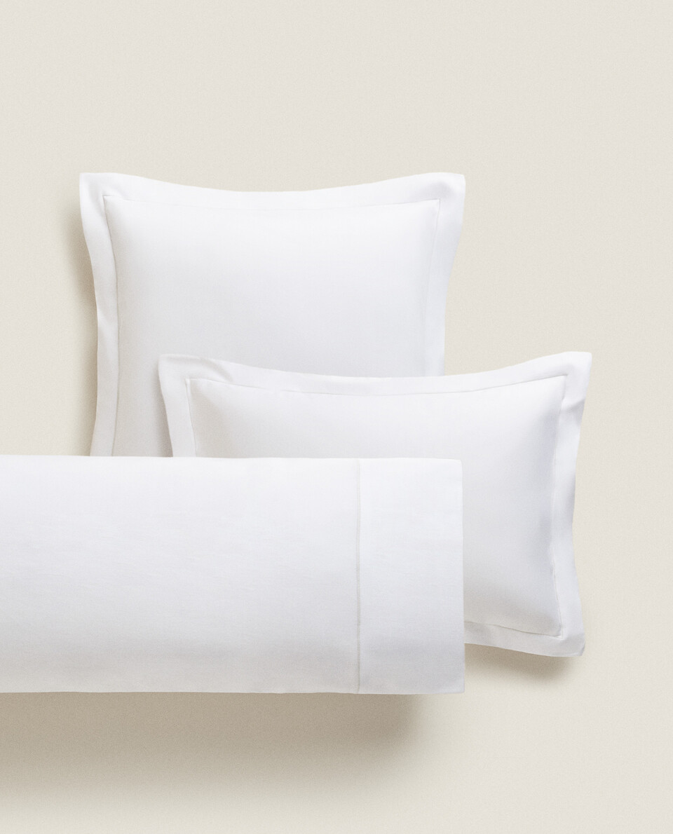 SATEEN PILLOWCASE WITH EMBROIDERED EDGE
