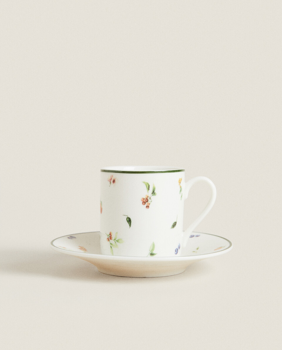 花卉瓷制咖啡杯