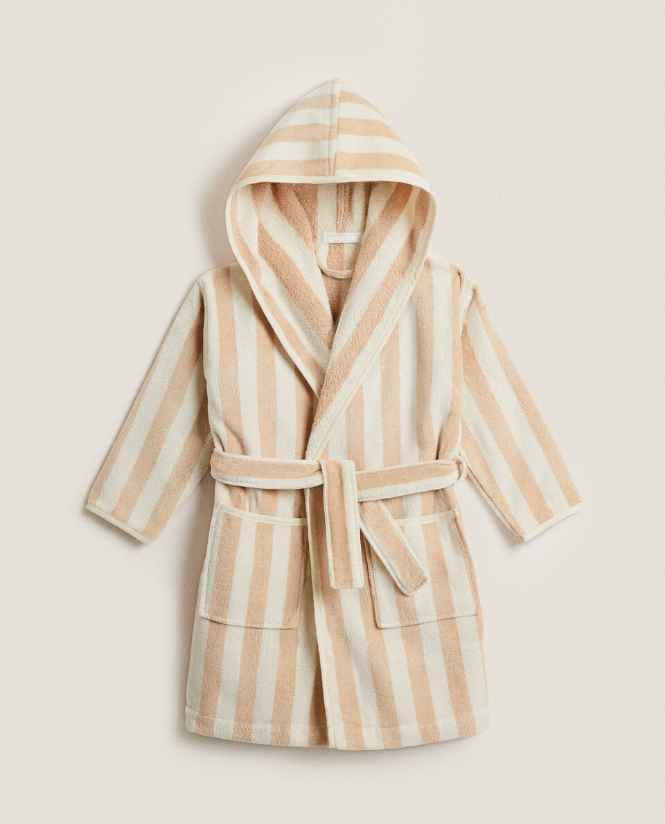 STRIPED VELOUR DRESSING GOWN