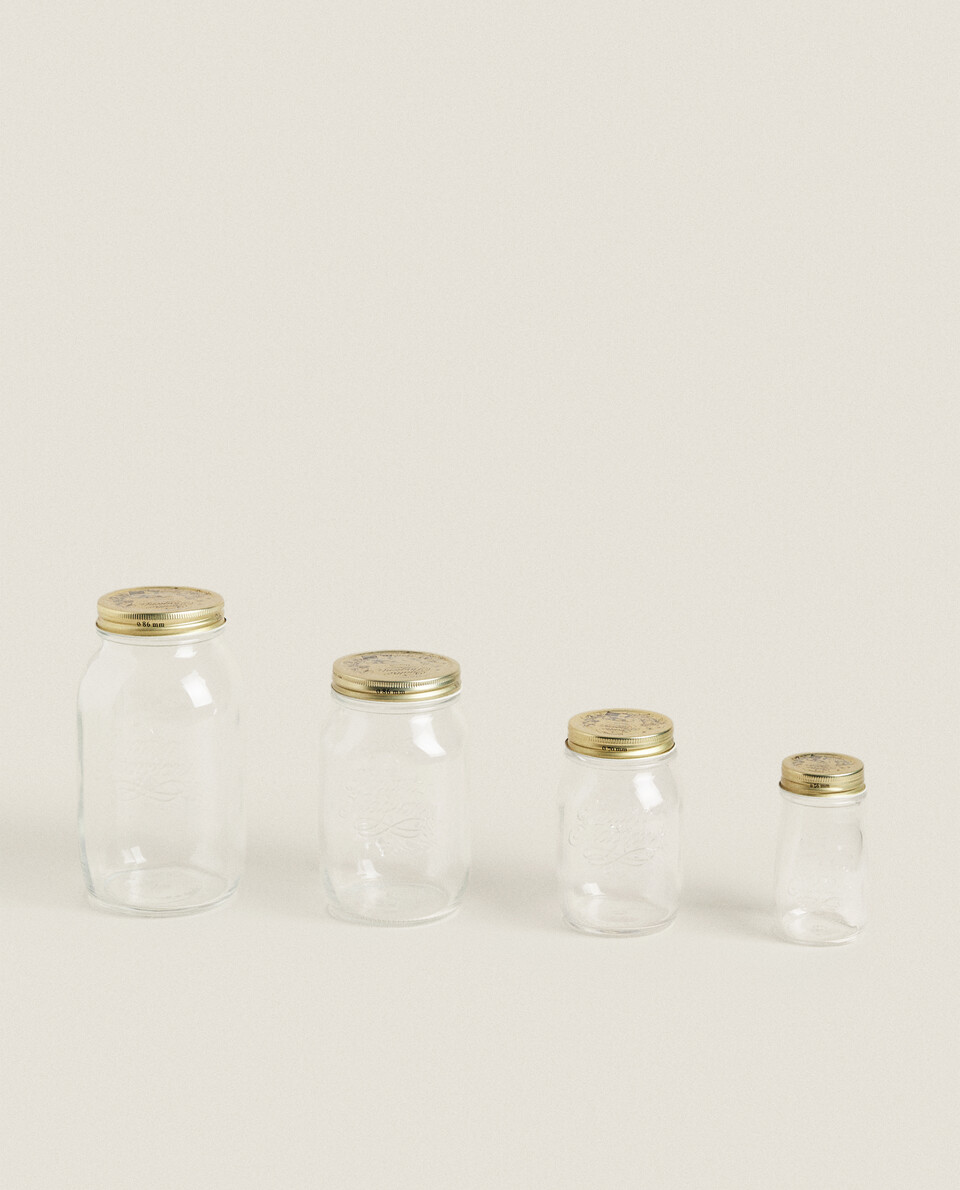 GLASS JAR WITH GOLDEN LID