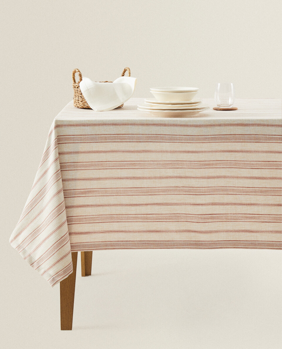 DYED THREAD STRIPED TABLECLOTH