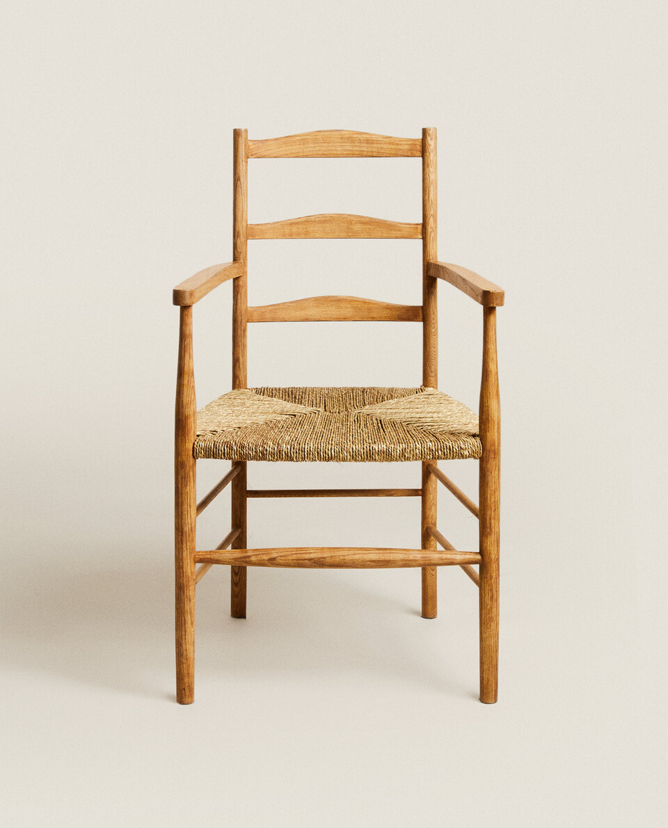 ASH AND SEAGRASS CHAIR WITH ARM RESTS