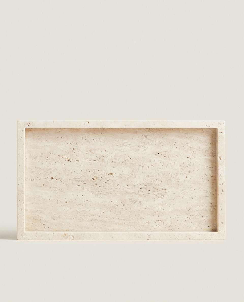 RECTANGULAR BEIGE MARBLE TRAY