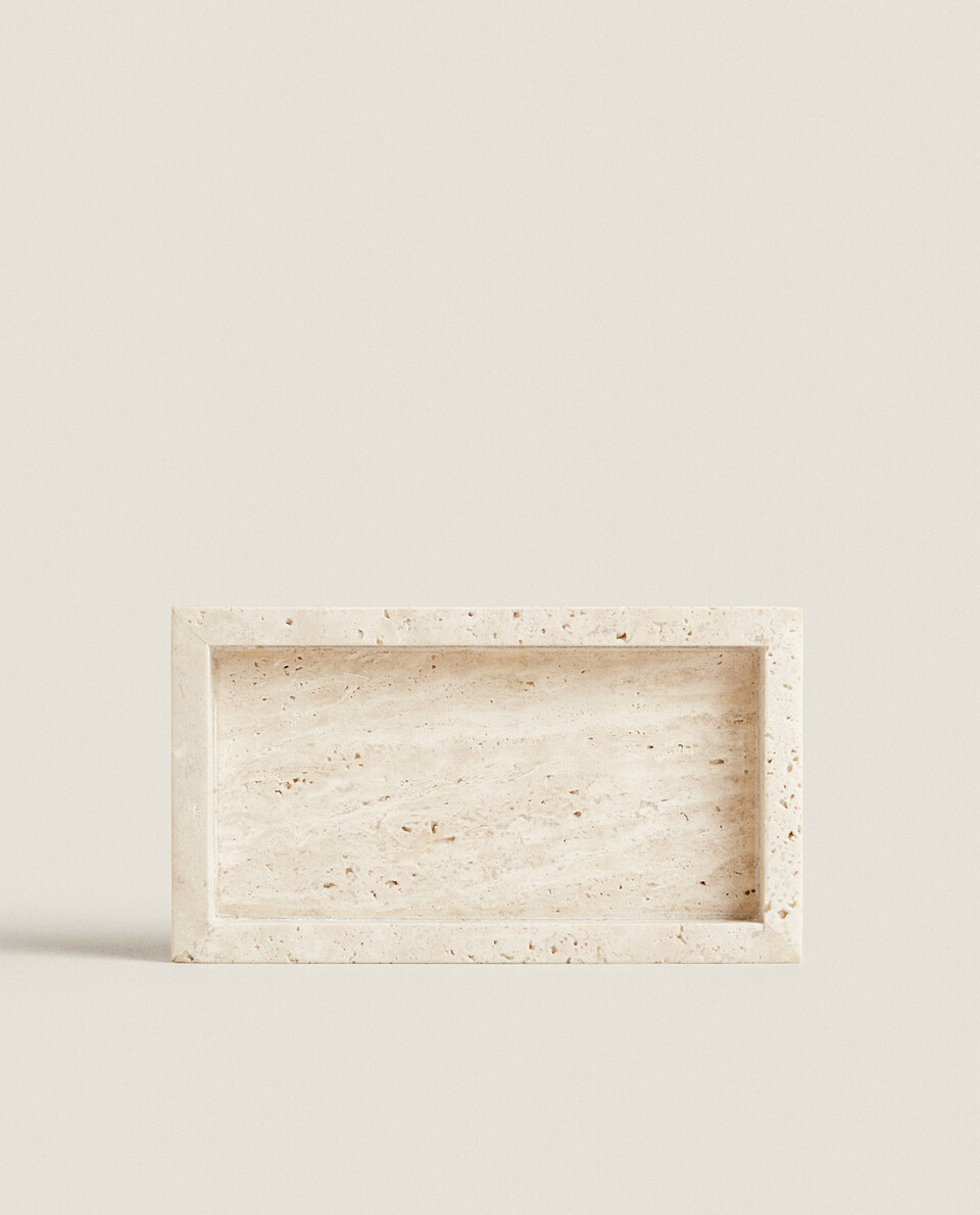 长方形米色大理石香皂盒