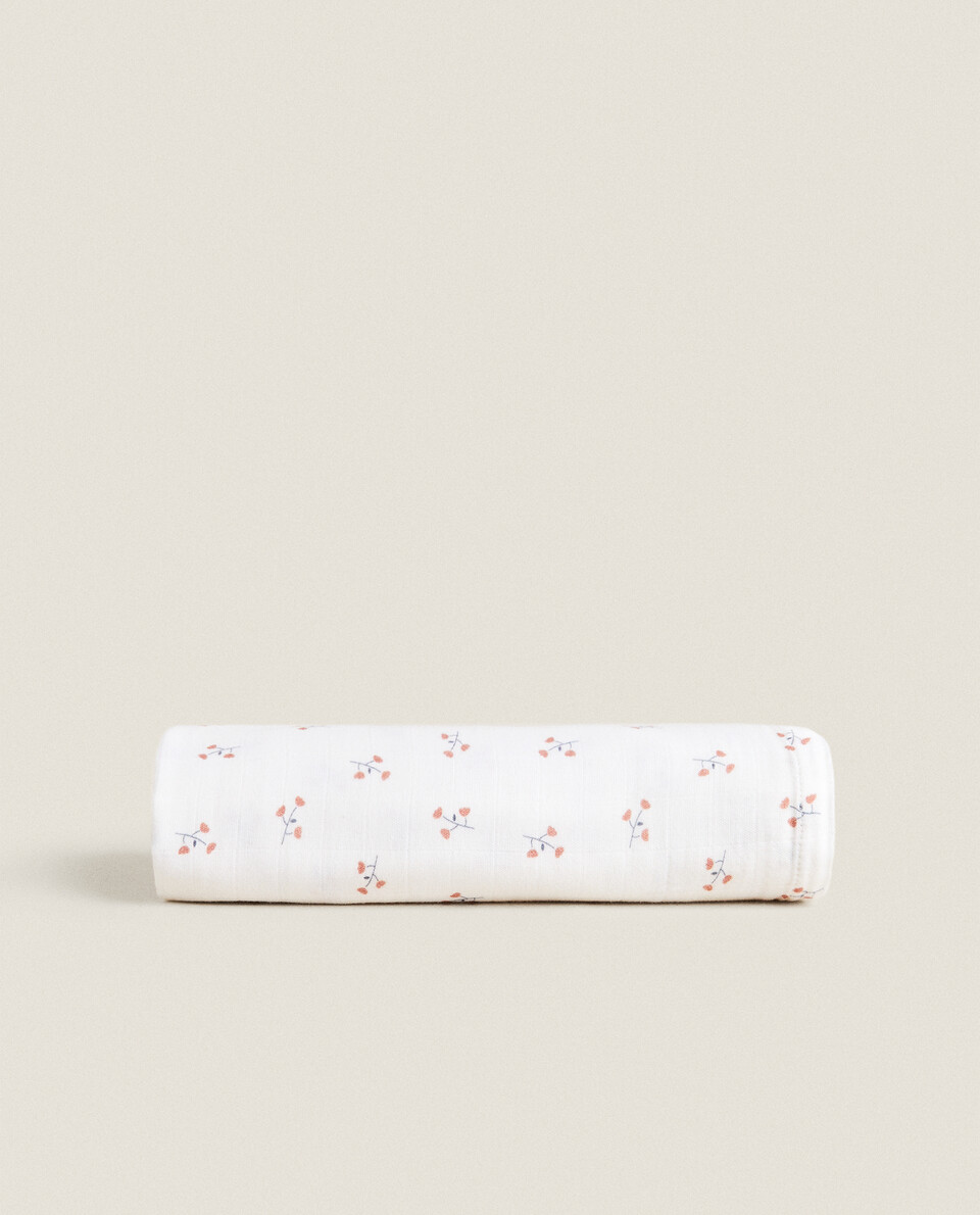 FLORAL PRINT MUSLIN BABY BLANKET
