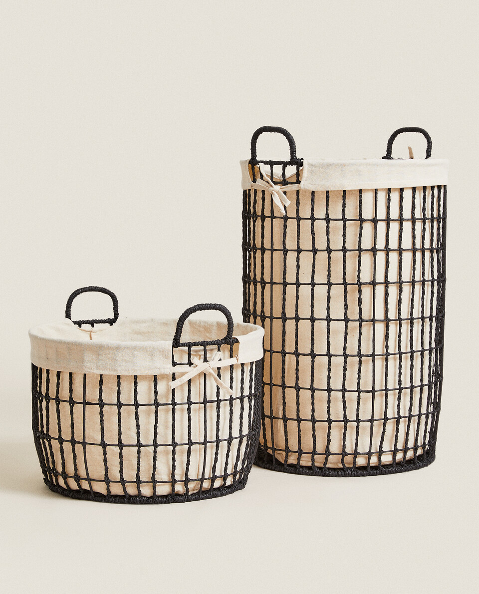 PAPER BASKET WITH FABRIC LINING