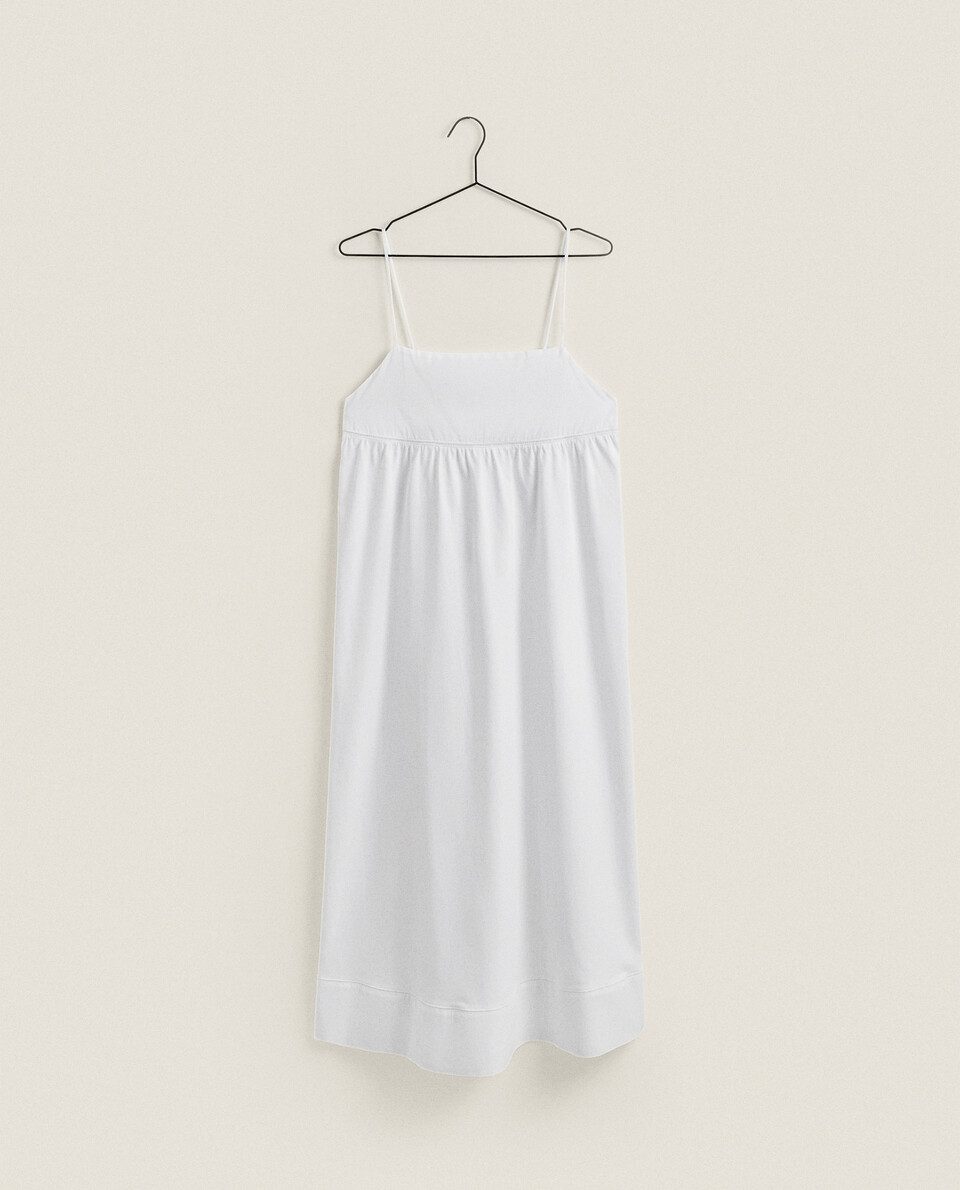 COTTON NIGHTDRESS WITH LACE TRIM
