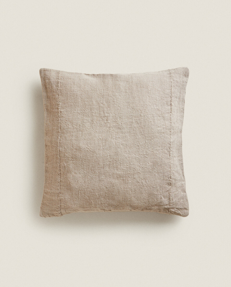 LINEN CUSHION COVER WITH PIPED SEAM