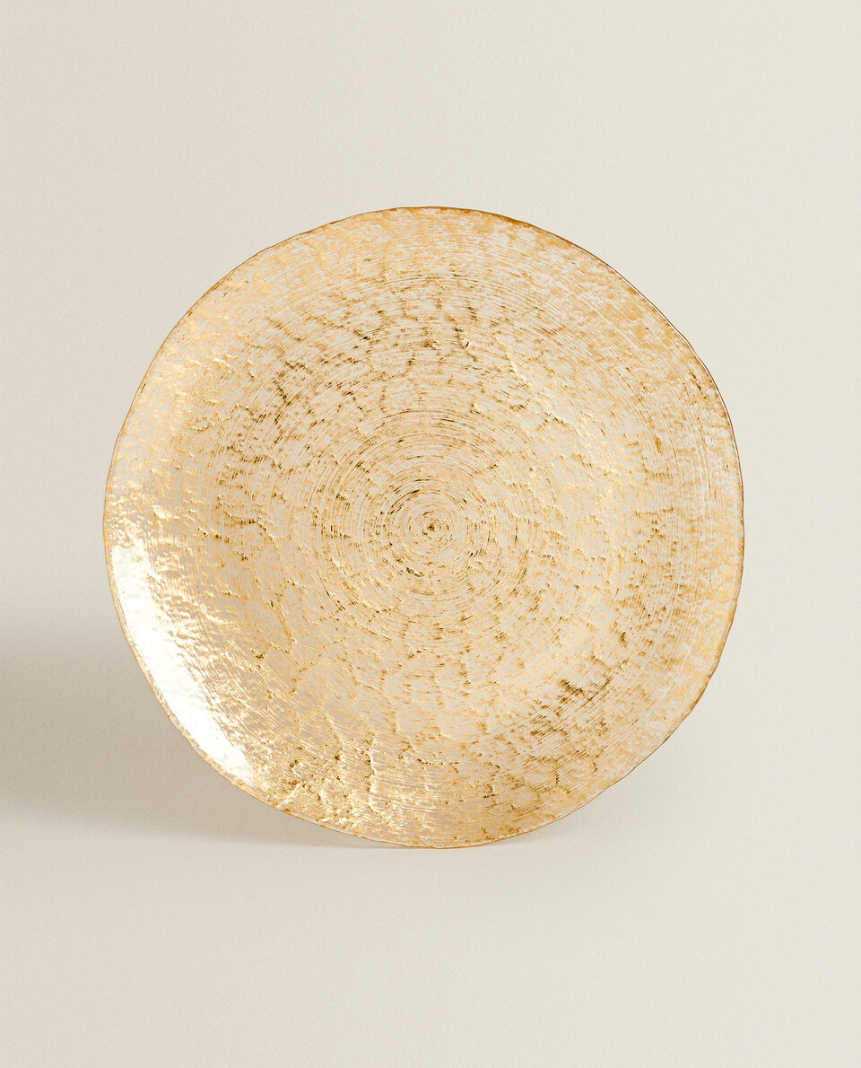 GLASS SERVICE PLATE WITH SPIRAL DESIGN