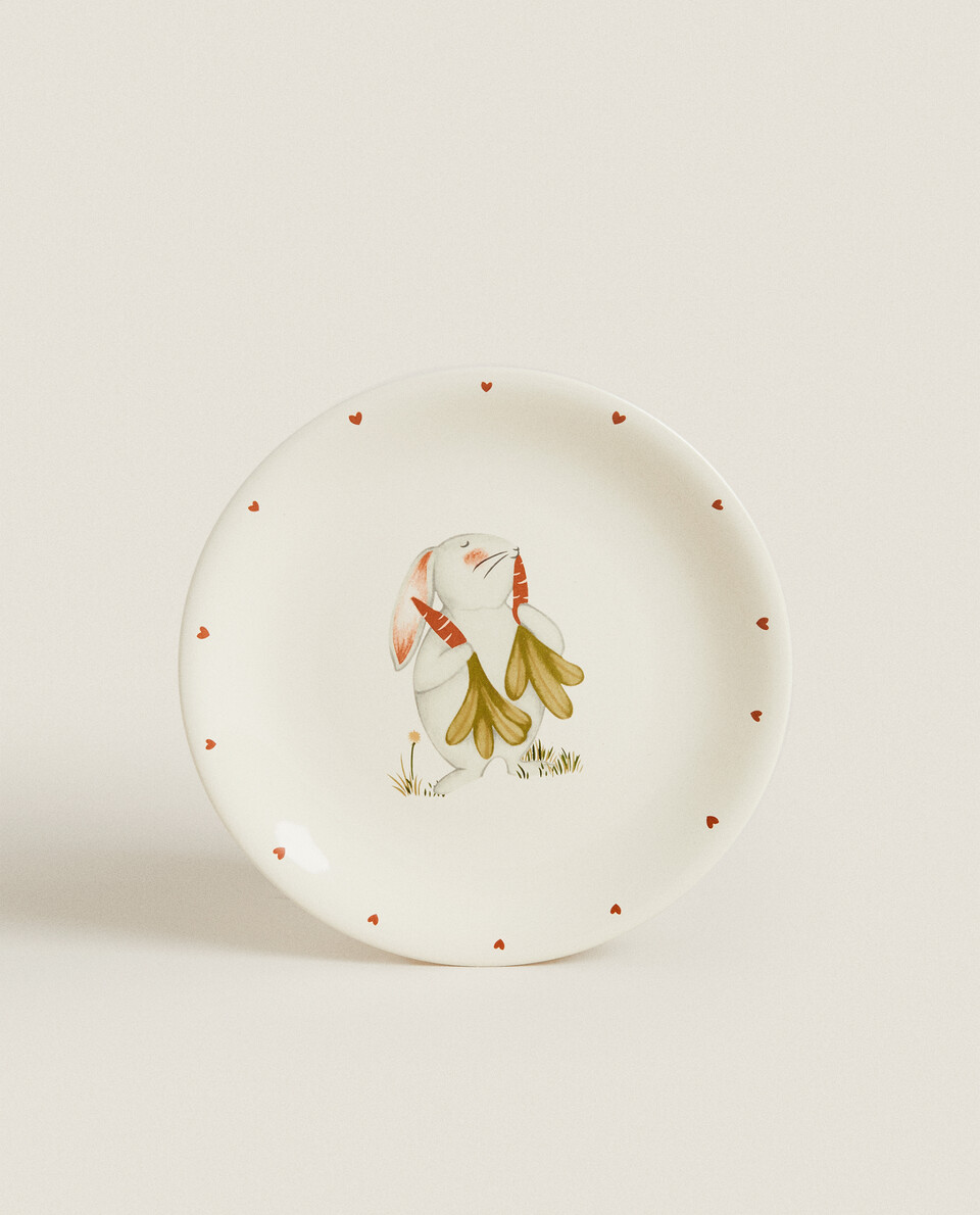 兔子图案炻瓷餐盘