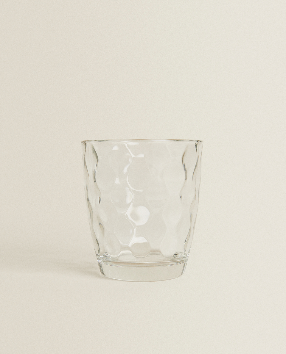 3件装圆形凸饰玻璃杯