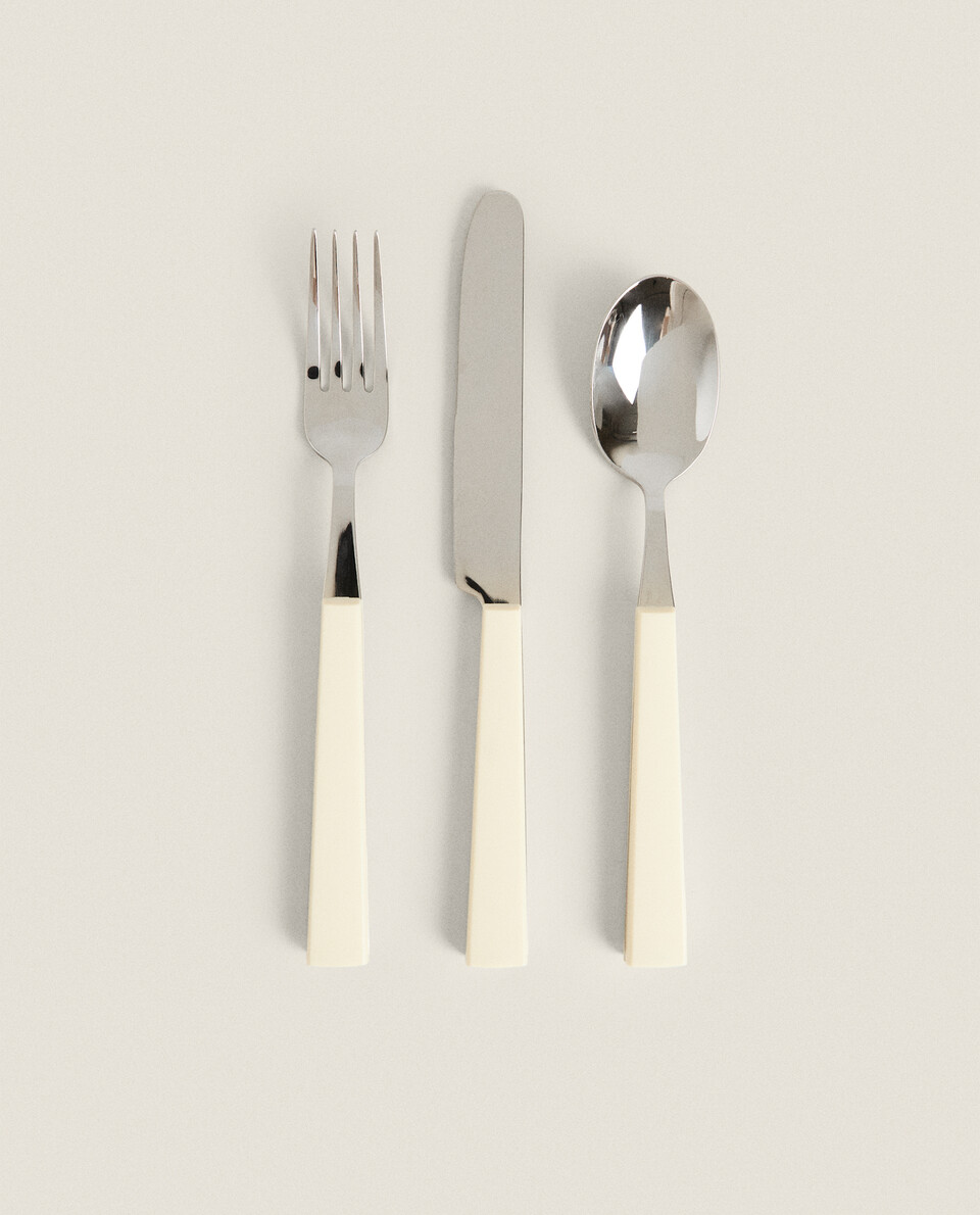 CUTLERY SET WITH RECTANGLE HANDLES (3-PACK)