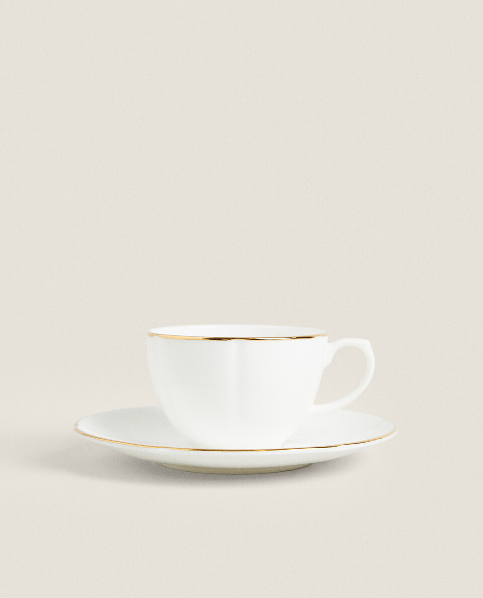 镶边骨瓷咖啡杯