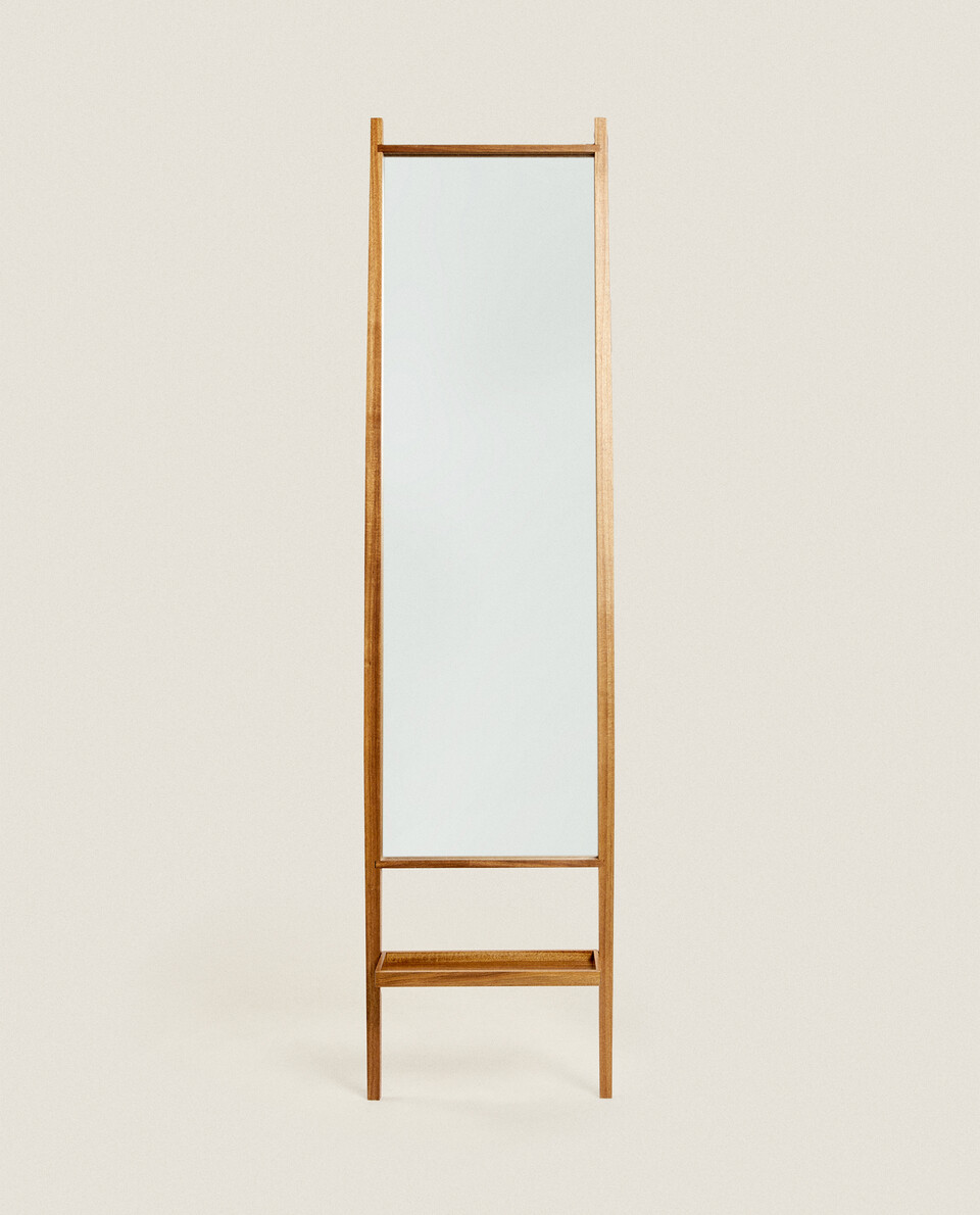 WOODEN VERTICAL MIRROR WITH STAND
