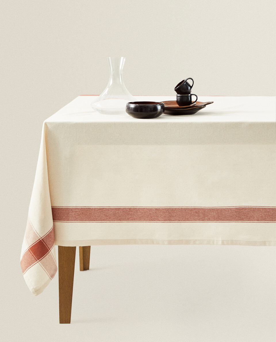DYED THREAD COTTON TABLECLOTH