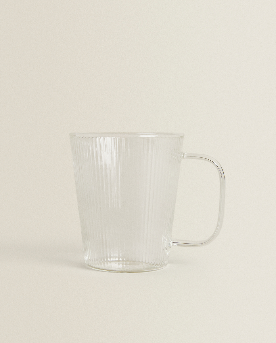 线条设计硼硅玻璃马克杯