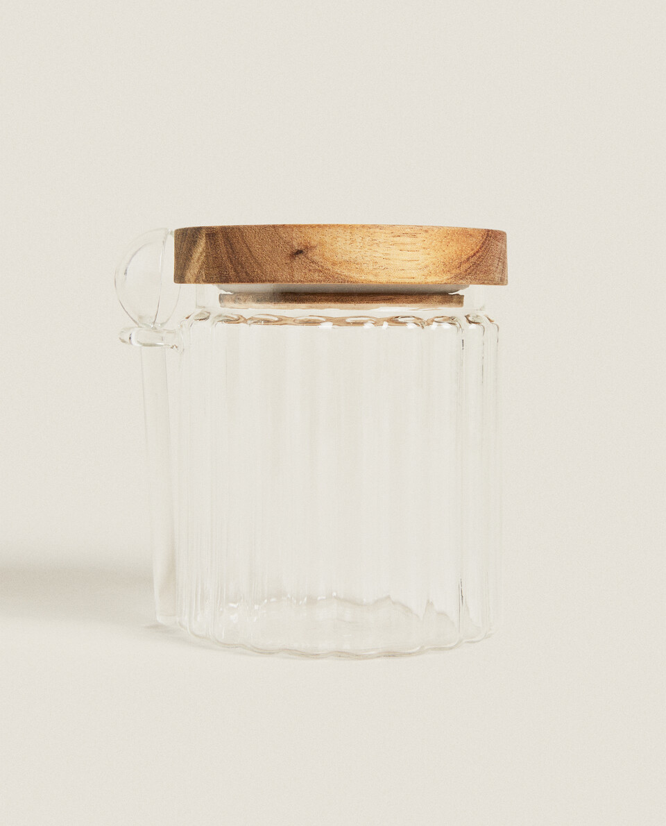 硼硅玻璃和木制糖罐