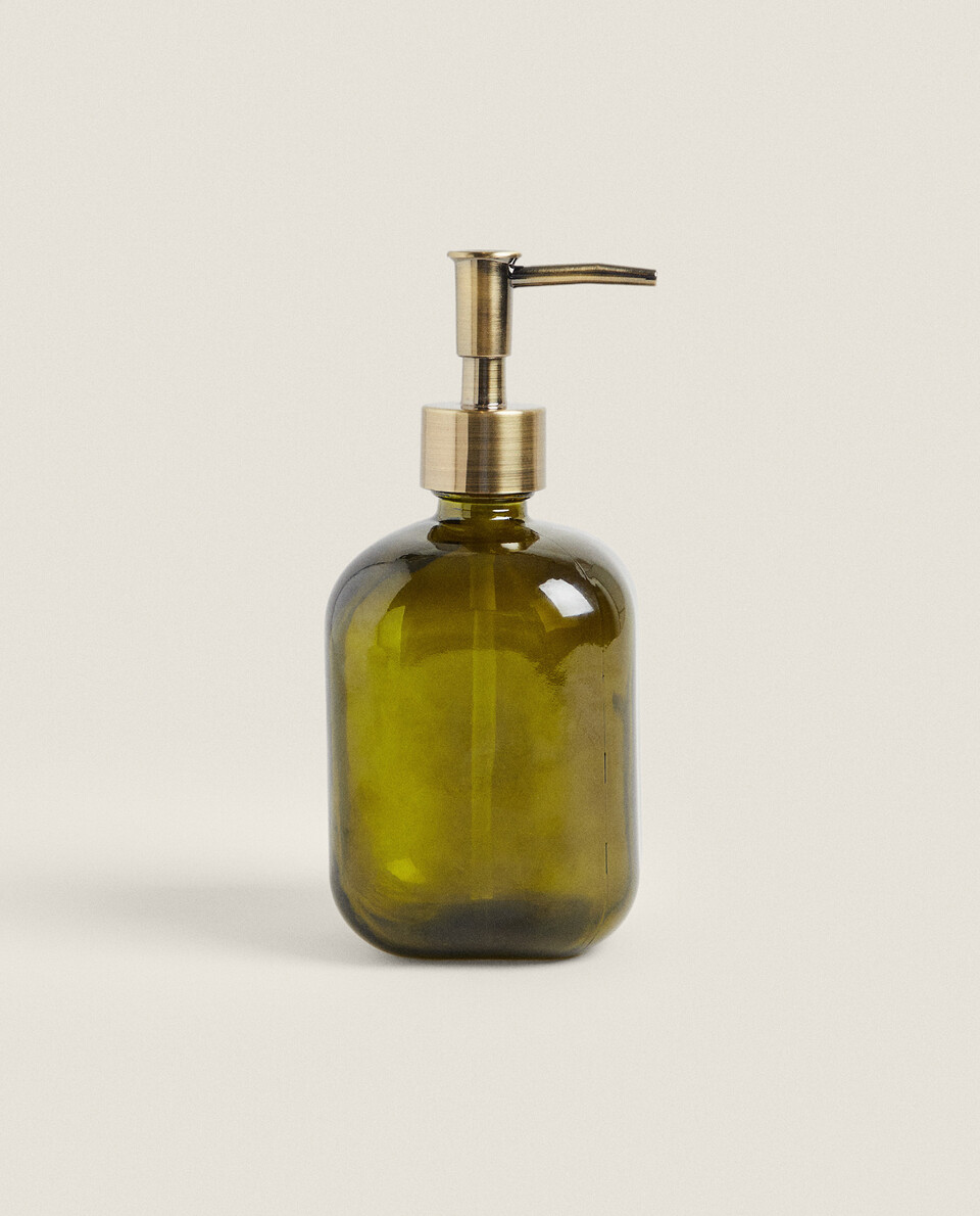 橄榄绿色玻璃浴室分液器