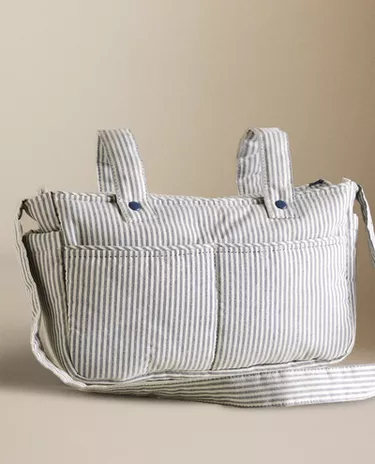 STRIPED COTTON MATERNITY BAG