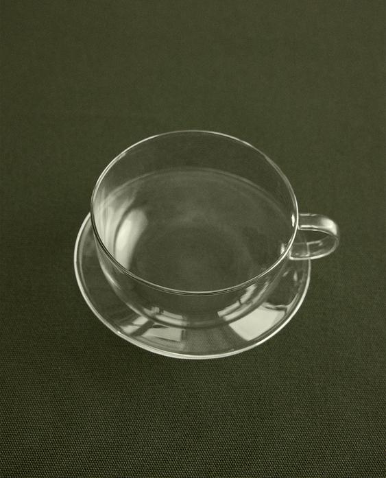 银边硼硅玻璃茶杯和杯碟