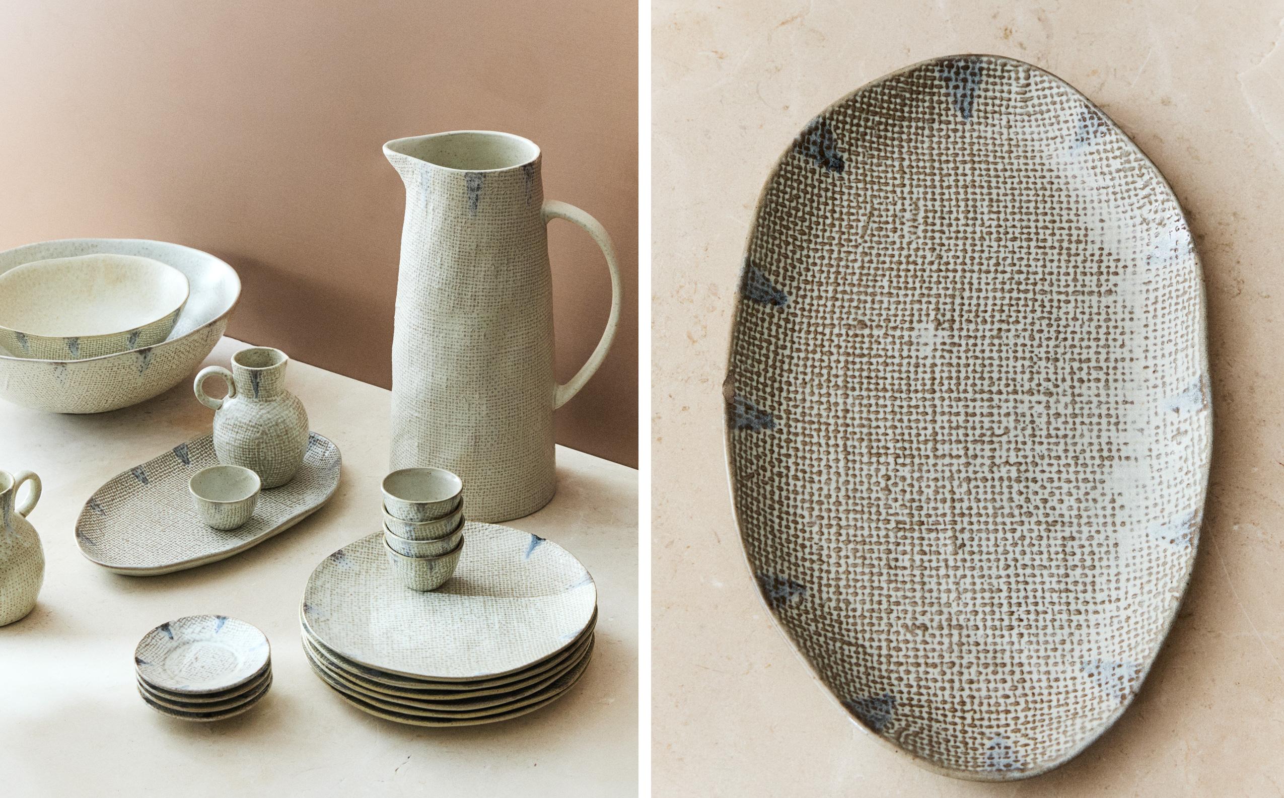 STONEWARE TABLEWARE WITH TEXTURE