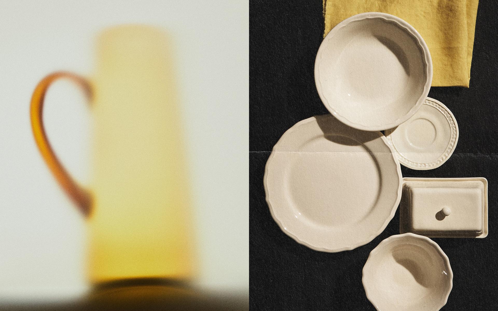 JUG, DINNER SET AND NAPKIN