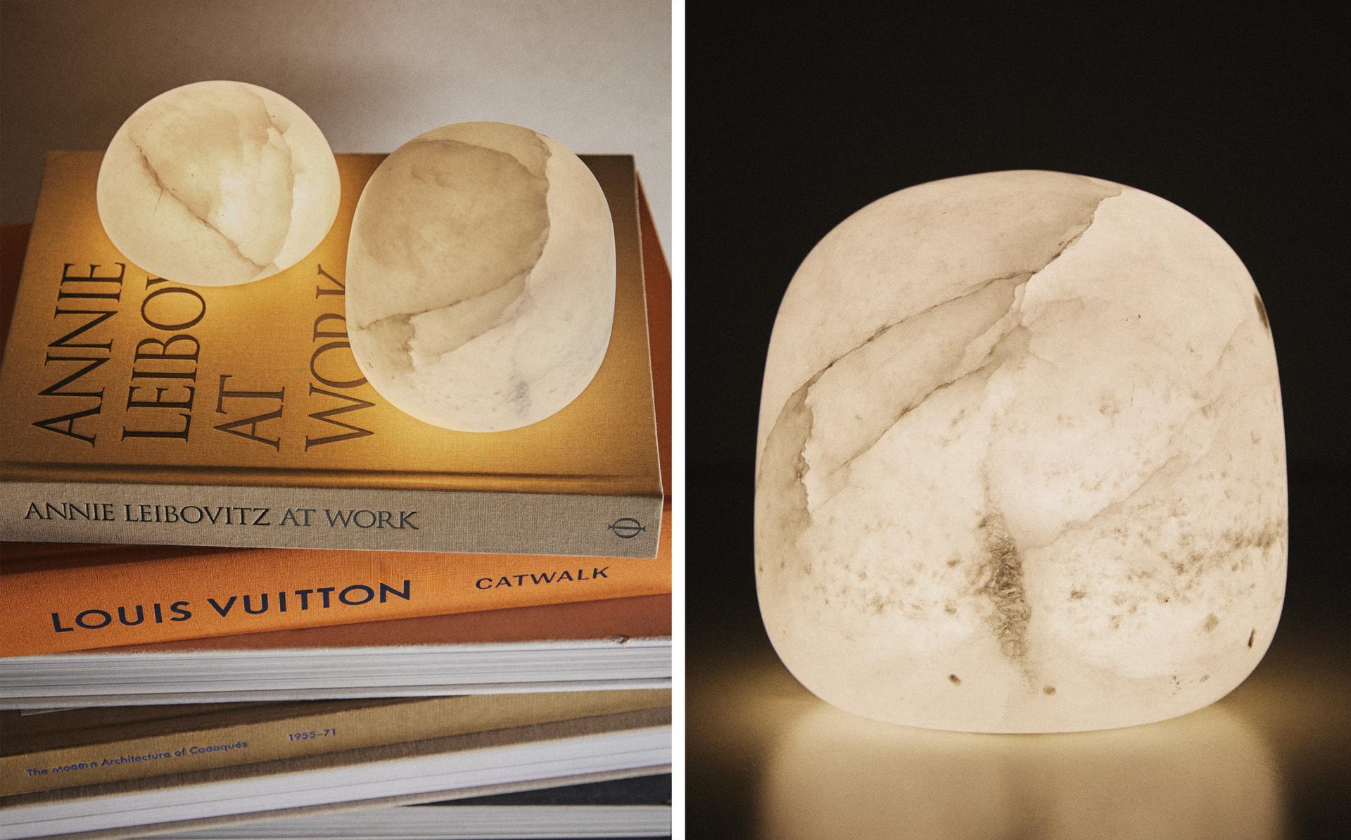 半椭圆形雪花石膏台灯