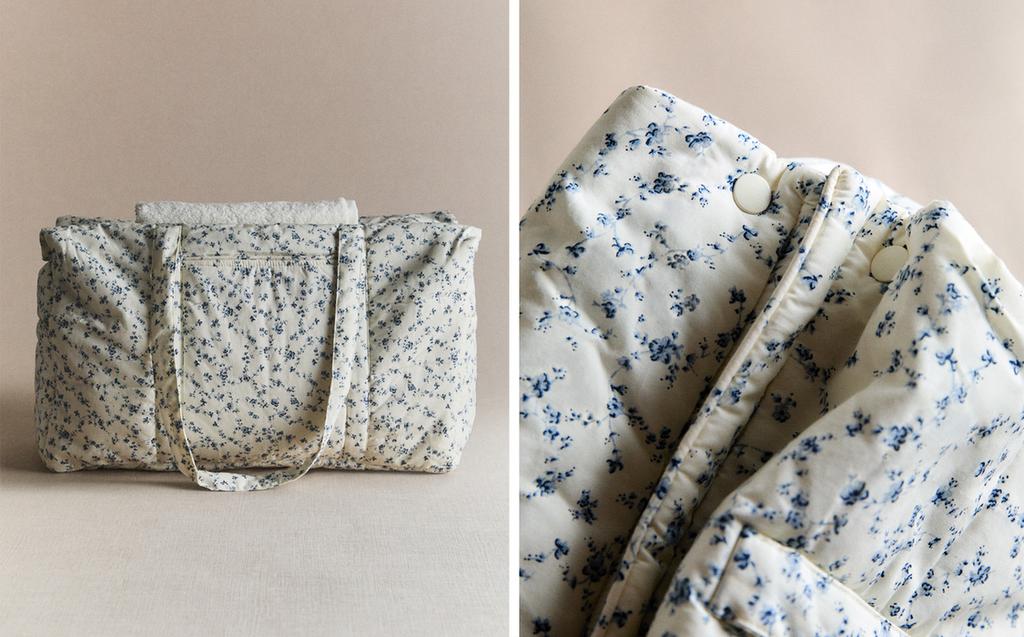 BLUE FLORAL COTTON MATERNITY BAG