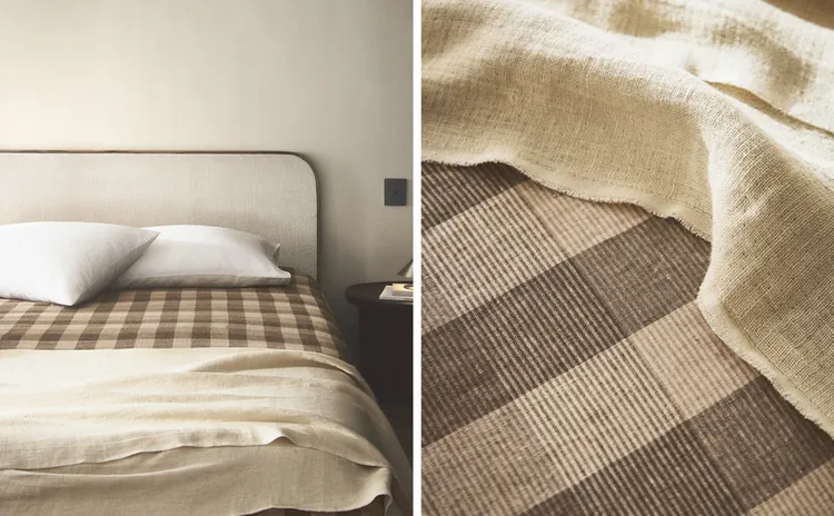 CHECKED LINEN DUVET COVER