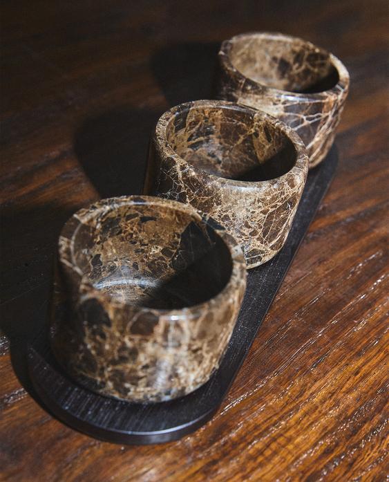 TRAY AND MARBLE BOWL SET