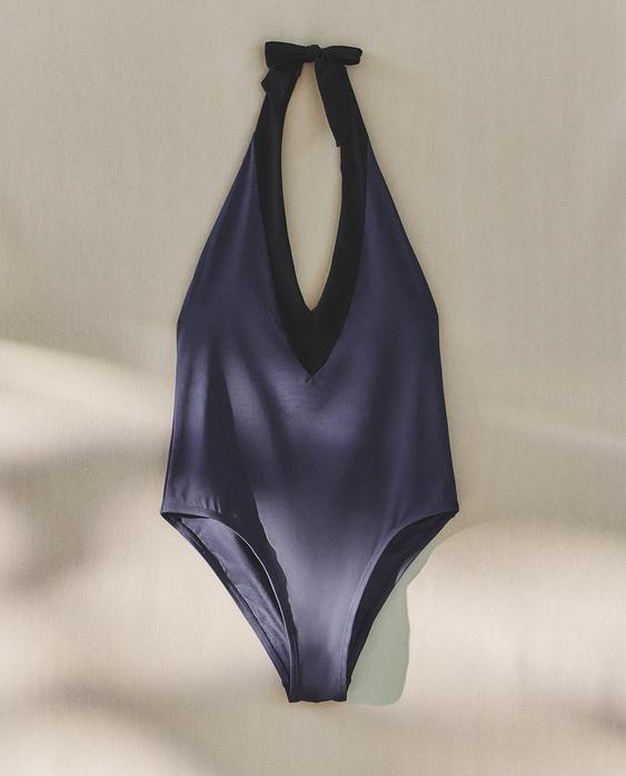 TIED HALTER BEACH SWIMSUIT