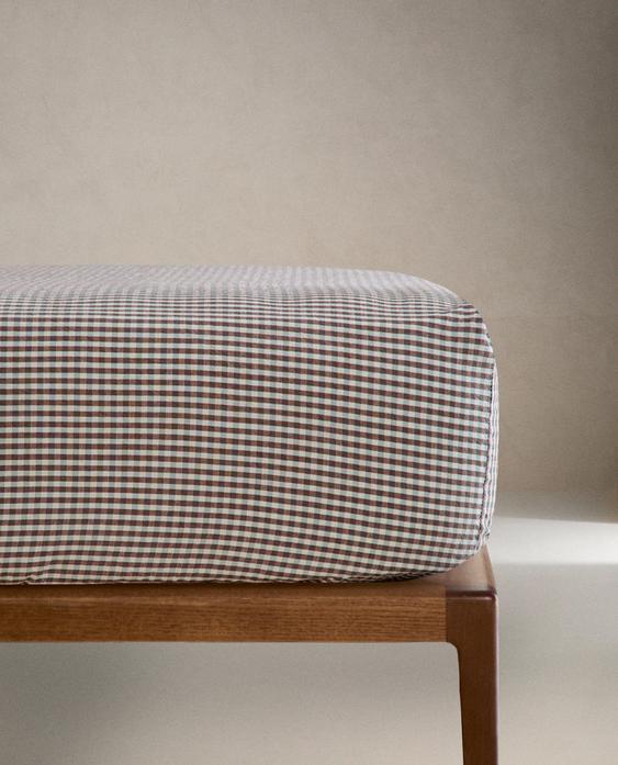 染色线格纹儿童床笠